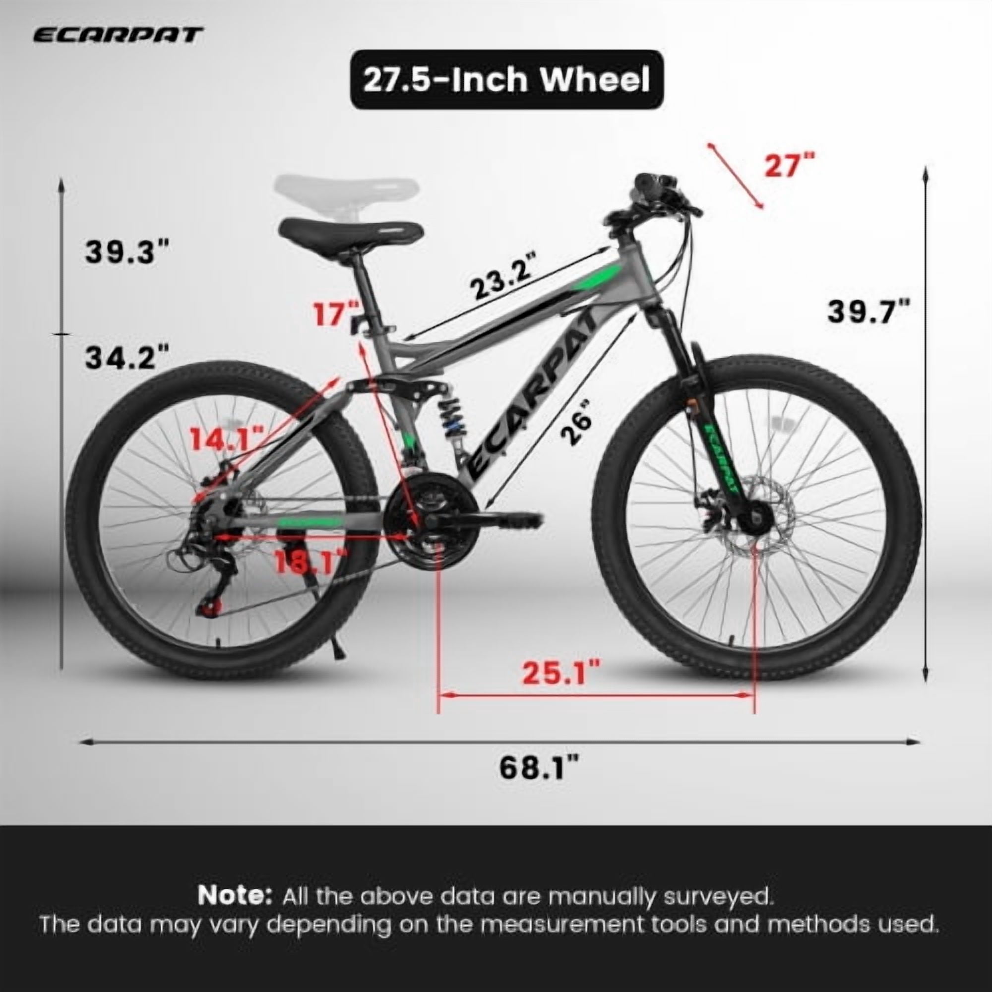 POVANLI  27" Mountain Bike, 21-Speed Trail Commuter Bicycle