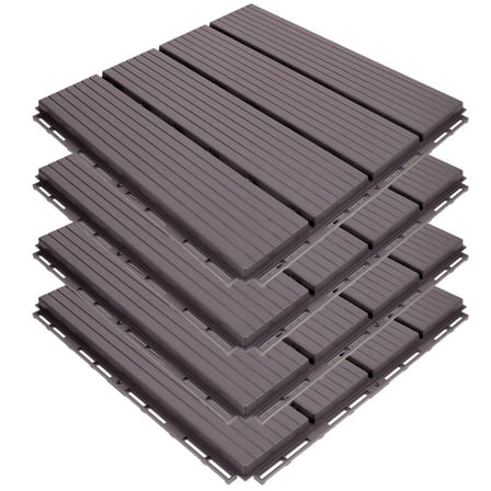 4 Pcs Outdoor Plastic Rugs Base Floor Mats for Cars Grey