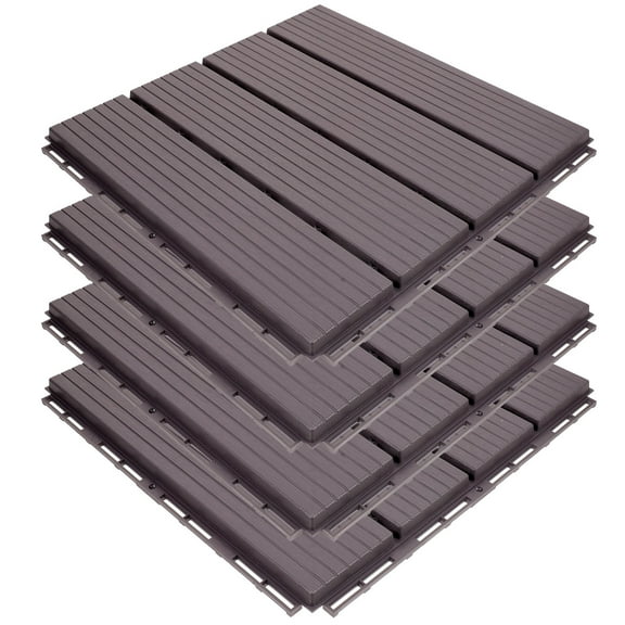 4 Pcs Outdoor Plastic Rugs Base Floor Mats for Cars Grey