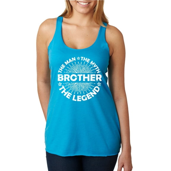 Wild Bobby, Brother Man Myth Legend Funny Dad, Father's Day, Women Tri-Blend Racerback Tank Top, Vintage Turquoise, Large