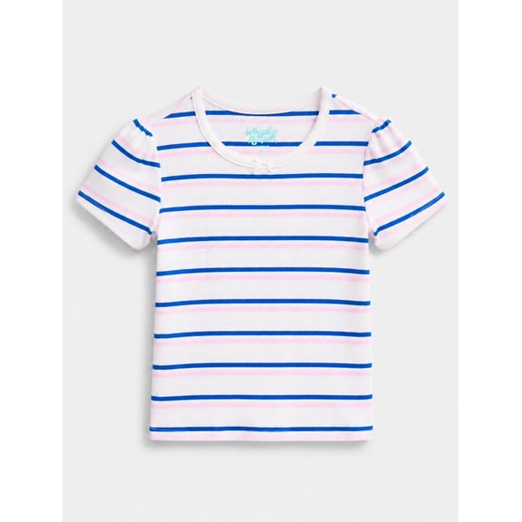 Wonder Nation Girls Baby Tee with Short Sleeves, Sizes 4-10