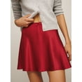 thumbnail image 2 of Rdhnmea Women's Elegant Satin Mini Skirt, Lace Trim Mini Bow Silk Skirt, 2 of 6