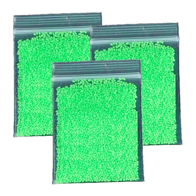 Arena Luminiscente LumaSandGreen 3Pzas Verde Absorción 20-30 min. Duración 2 Hrs. Arcilla Púrpura.