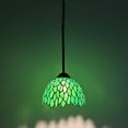 thumbnail image 2 of Tiffany Hanging Lamp Green Stained Glass Leaves LED Bulb for Dining Room Island Kitchen 60"H*8"W*8"D, 2 of 4
