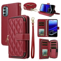 Dswteny Argyle Wallet Case for Moto G Stylus 2022 4G with Wrist Strap Shoulder Strap PU Leather Flip Credit Card Holder Stand Cell Phone Cover for Motorola GStylus XT2211DL XT2211 Women Girls Red