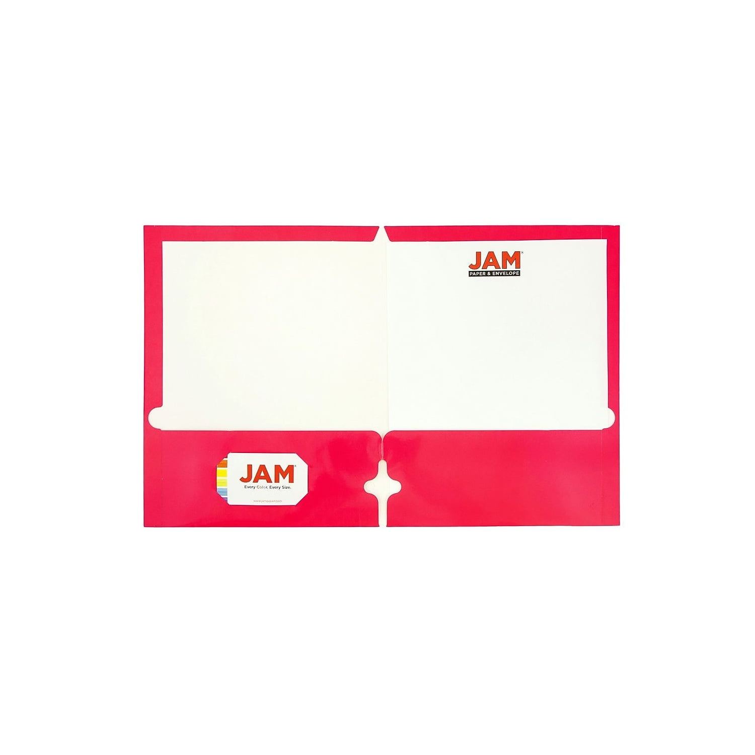 JAM Paper Glossy 3 Hole Punched 2-Pocket Folders Hot Pink 50/Pack (385GHPFUCZ)