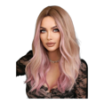 thumbnail image 1 of Peluca Rosa y Cafe Beige Ondulada Sin Fleco Fibra Mate multicolor Unitalla Lymalimoon SHN-MC_RosaBeige, 1 of 4