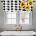 thumbnail image 4 of 2 Pack Sunflower Valance for Window Black and White Buffalo Plaid Spring Summer Floral Kitchen Valance Rod Pocket Short Curtain Topper Decorative Window Treatment for Living Room Bedroom 60"x18", 4 of 8