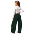 thumbnail image 3 of OSOLU Girls Pants Solid Color Wide Leg Design Drawstring Elastic Waist with Side Pockets Dark Green, 3 of 6