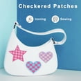 thumbnail image 5 of Uxcell Heart Checkered Iron on Patches Embroidered Appliques Sew on Patches for Jacket Denim Collection Clothes Dress Hats Jeans DIY Accessory, Light Blue/Light Pink, 5 of 6