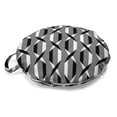 thumbnail image 1 of Modern Round Floor Cushion with Handle, Horizontal Arrangement of Intersecting Streaks Geometrical Details, Decorative Pillow for Living Room & Dorms, 18" Round, Dimgray Charcoal Grey, by Ambesonne, 1 of 4