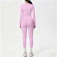 thumbnail image 3 of Ensemble de Yoga pour Femmes, Mode Décontractée Couleur Unie Manches Longues Col Rond Ajusté, Pantalons pour Femmes, 3 of 5
