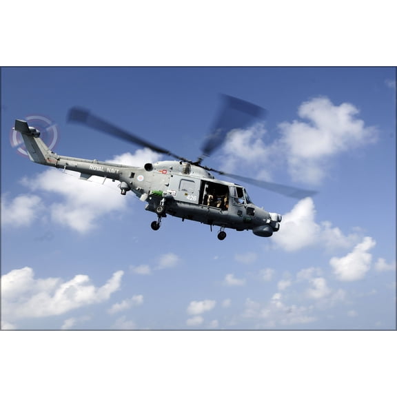 24"x36" Gallery Poster, An Osprey helicopter lifts off from the flight deck of USS Mahan