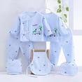 thumbnail image 2 of CAUYDY Preemie Boy Outfits Newborn Girl Clothes Infant Pajamas Long Sleeve Shirt Hat Pants Bib Bellyband 7Pcs Comfy Set Fall Winter Spring Summer Sizes 0-3 Months,Blue, 2 of 8
