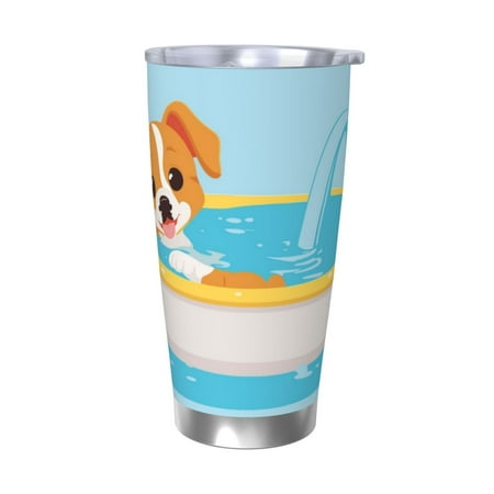 

Gukieu Cute Dog In Bath Print 20OZ Car Cup Vacuum Stainless Steel Leak-proof Thermos Cup Unisex Suitable for Home Outdoor and Sports-Without Straw