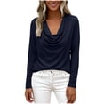 thumbnail image 1 of Camisa de Manga Larga con Cuello en V Blanca para Mujeres con Cuello de Vaca en Tela Fluida con Puño de Botón, 1 of 9