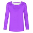 thumbnail image 4 of Chbgutlmr Long Sleeve Shirts for Women Dressy Casual Basic Solid Color Tops Crewneck Comfy Blouses Fall, 4 of 5