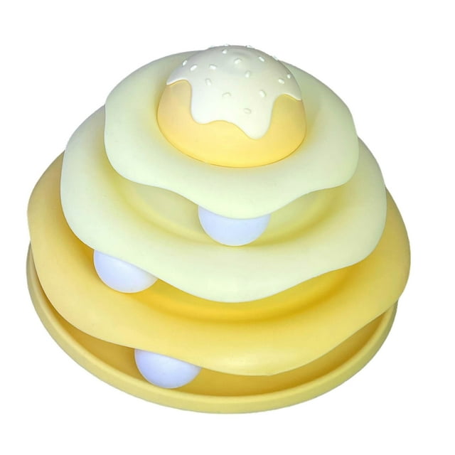Cat Track Toy, Interactive Play Mat, Multilayer Design, Ice Cream Shape, for Indoor Cats, Detachable, Easy Cleanup, Funnel Style, Cat Entertainment, Pet Activity, Ihhxbz | Yellow