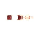 thumbnail image 2 of 0.5 Ct Princess Cut Studs Red Natural Garnet 14K Rose Solid Solid Gold Everyday Dainty Earrings Push Back, 2 of 7