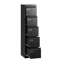 Fesbos 5 Drawer File Cabinet with Lock, Filing Cabinets for Home Office,18" Deep Vertical Metal Black Office File Storage Cabinet Organizer for Letter/Legal / A4