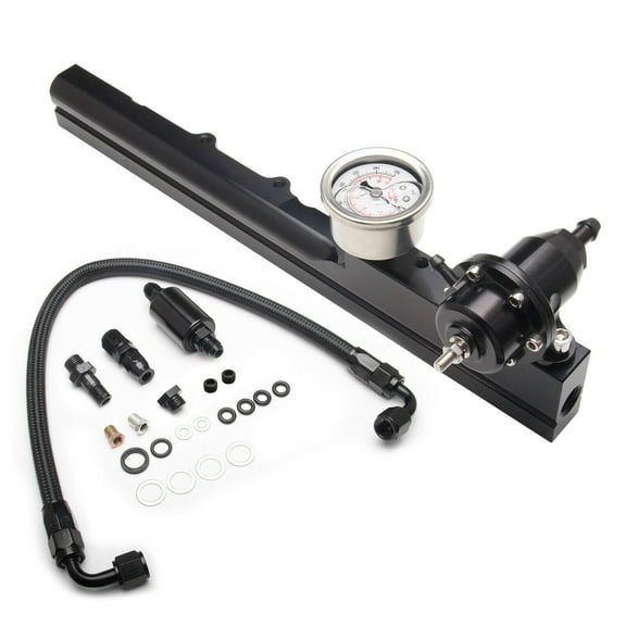 High Flow Fuel Rail w/ Regulator Gauge & AN6 Hose B16 B18 B20 Si B-Series