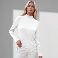 thumbnail image 4 of Ltctricy Long Sleeve Shirts for Women Mock Neck Solid Color Basic T Shirts Base Layer Tops Soft Casual Undershirts(White,X-Large), 4 of 5