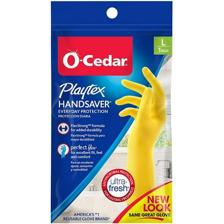 Playtex HandSaver Reuseable Rubber Cleaning Gloves (Large, 1 Pair), Everyday Protection Reusable Household Gloves (Pack of 3)