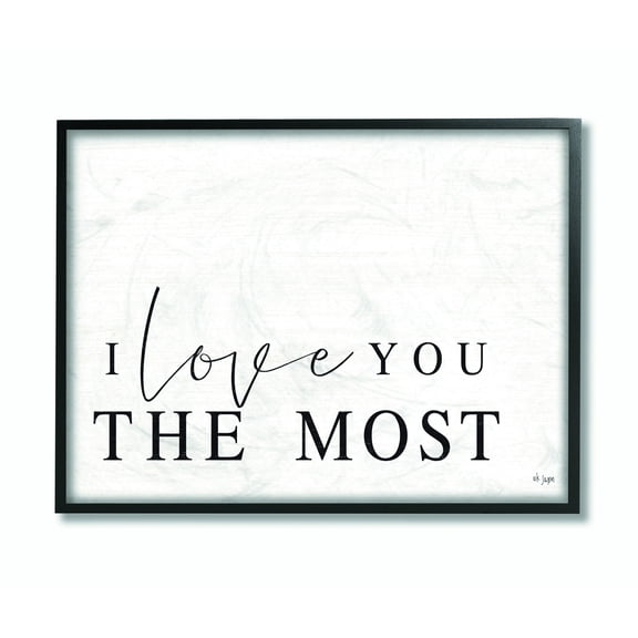 Stupell Industries Love The Most Black And White Family Word Design Framed Wall Art by Jaxn Blvd.