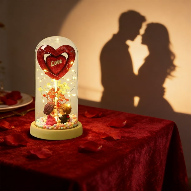 Luz de noche decorativa con forma de corazón para San Valentín | Lámpara de mesa LED multicolor | Rosa, morado y azul | Regalo romántico para festivales para mujer | Decoración para dormitorio, bar,
