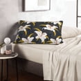 thumbnail image 5 of Plush Throw Pillow Covers, Yellow Leaves Lilies Flowers Pillow Cases with Invisible Zipper, Breathable Microfiber Pillow Cases Standard Size for Sleeping Bedroom Sofa Living Room 16x24, 5 of 5