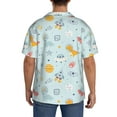 thumbnail image 3 of Rateoe Space With Dino Astronauts Pattern Men's Short Sleeve Classic Shirt, Casual Short-Sleeved Shirt, Lightweight Summer Shirt, Cuban Collar Shirt,Button-Front Shirt-X-Large, 3 of 5