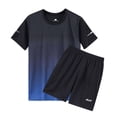 thumbnail image 4 of Men's Gradient Color Quick-Dry Short Sleeve TShirts Shorts Running Sports Set, 4 of 5