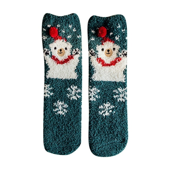 Wancir Winter Warm Coral Fleece Thermo Socks Women Mid-Calf for Girls Soks Solid Thicken Plush Sleep Socken