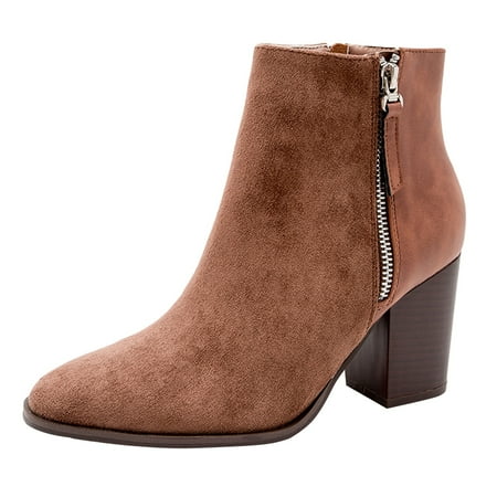 

TAIAOJING Women s Boots Suede Heel Ankle Boots Short Boots Fashion Boots Side Zipper Booties Casual Shoes
