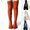 thumbnail image 2 of Style 2 Calcetines largos hasta el muslo lisos tejidos con Cable trenzado de invierno calentadores de piernas para mujer, 2 of 4