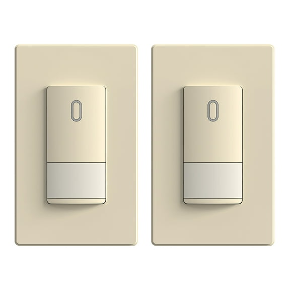 ELEGRP Occupancy Motion Sensor Light Switch, PIR Infrared Motion Activated Wall Switch, No Neutral Wire, Single Pole for CFL/LED/Incandescent Bulb, Wall Plate Included, UL Listed