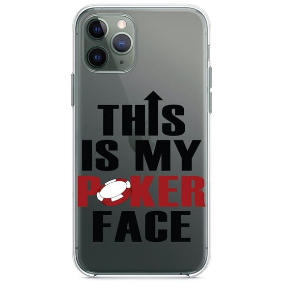 DistinctInk Clear Shockproof Hybrid Case for iPhone 11 Pro MAX (6.5" Screen) - TPU Bumper Acrylic Back Tempered Glass Screen Protector - This is My POKER Face