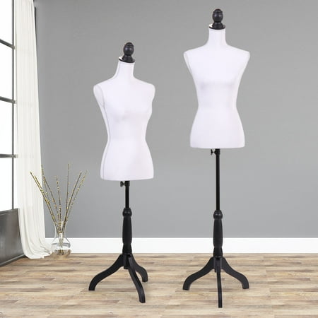 Jaxpety White Female Mannequin Torso Dress Clothing Form Display Sewing Mannequin W/ Tripod Stand