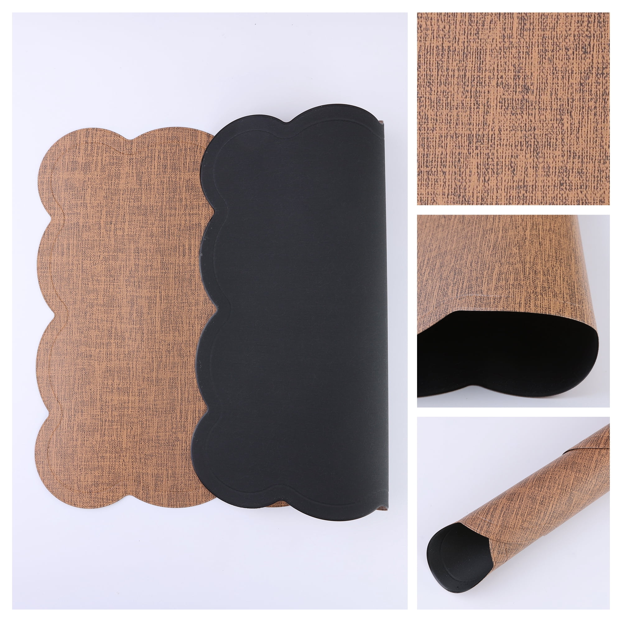 Unique Bargains Set of 6 Ruffle Placemats for Kitchen Dining Table Decor Dark Curry