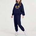 thumbnail image 7 of Piuwrlz Kids Sweatsuits Sets 2pcs Girls Jogger Set Pocket Round Neck Sweats and Sweatpants Dark Blue Size 11 Years, 7 of 7