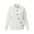 thumbnail image 5 of WIZUTIZ Women's Solid Color Button Front Lapel Collar Long Sleeve Sweatshirt Casual Sporty Pullover Top for Winter, 5 of 7