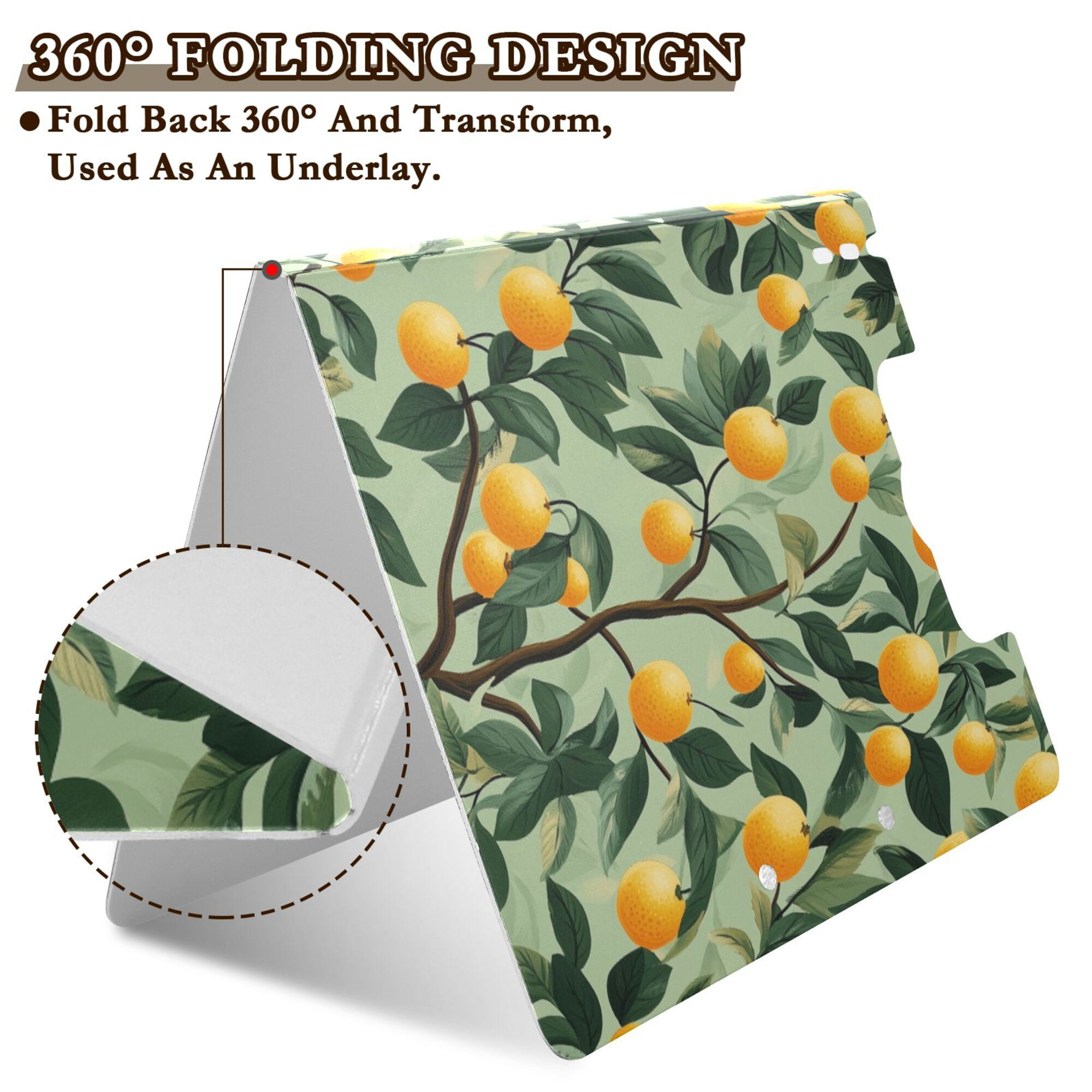 FORMRS A4 Clipboard Folder with Pen Holder Horizontal Foldable School Office Binder, Orange Tree