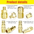 thumbnail image 4 of 10Pcs 1/4" BSP European Quick Connect, 1/4" BSP Compressor Fittings, 1/4 Inch Air Fitting, Compressed Air Fitting, 1/4 NPT Air Fitting, 1/4" BSP Pneumatic Quick Connect(Gold), 4 of 5