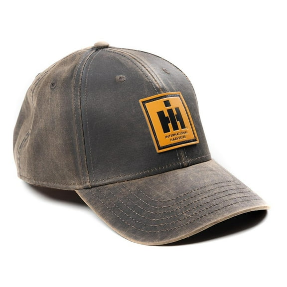 IH Logo Leather Emblem Oil Distressed Premium Farm Cap Hat, IHLBD