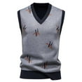 thumbnail image 2 of Zedker Men's Soft Thick Argyle Sweater Vest - Classic V-Neck Sleeveless Knit Pullover, Warm for Autumn-Winter Dark Gray XL, 2 of 5