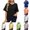 Black, variant on Summer T-Shirts For Women Casual Solid Color Thread Round Neck Blouses With Shoulder Loose Short-Sleeved Top