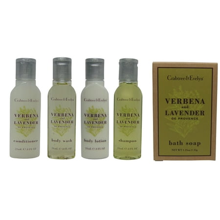 Crabtree and Evelyn Verbena Travel Set Lotion, Shampoo, Conditioner, Shower Gel,