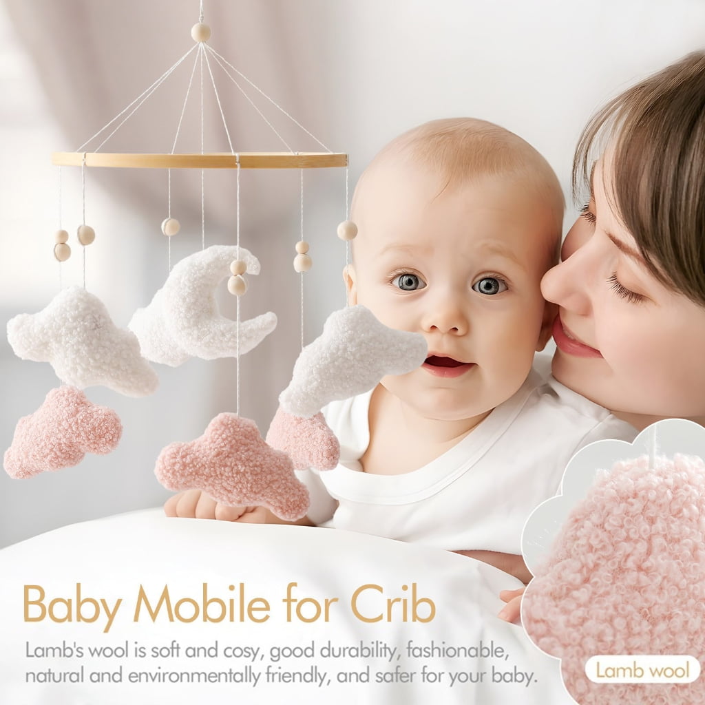 Sinyiin Musical Baby Crib Mobile With Cloud Moon Design Stimulating Senses Through Color Sounds For Early Development