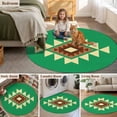thumbnail image 6 of 4ft Washable Round Rug, Triangle Combination Pattern Non-Slip Circle Area Rug for Living Room Bedroom, Yellow Brown Green Retro Decor Indoor Floor Mat for Home Decor, 6 of 9