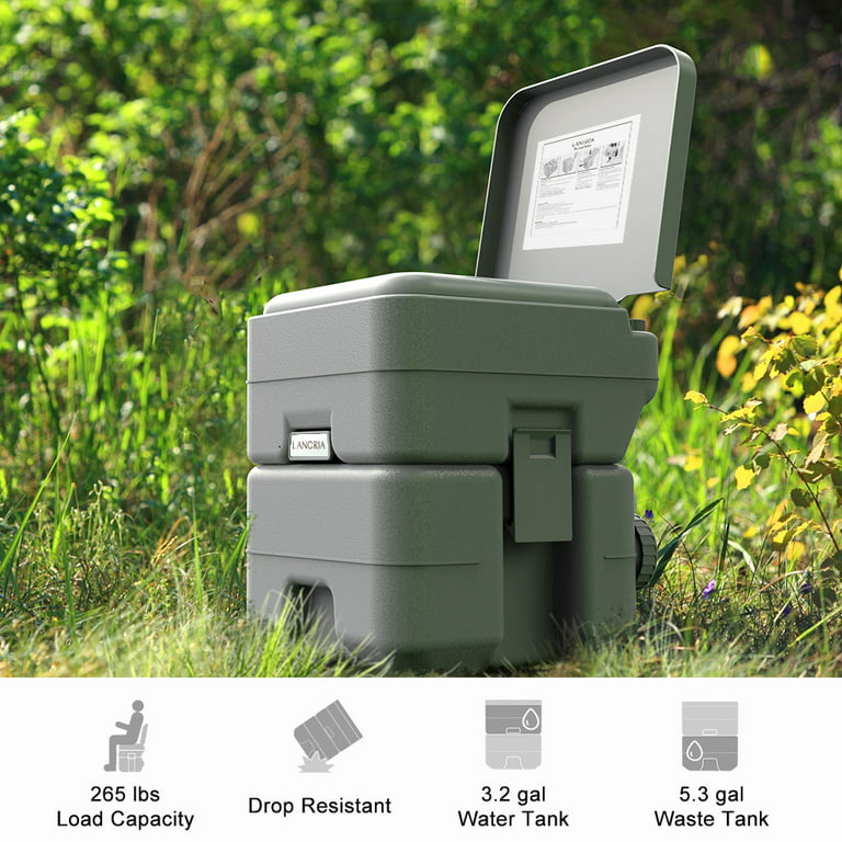 Portable Toilet Camping Porta Potty - 5 Gallon Waste Tank - Durable, Leak  Proof, Flushable Easy to use RV Toilet With Detachable Tanks for Effortless
